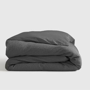 NWOT QUINCE Organic Luxe Honeycomb Duvet Cover King/Cal King Grey 5437